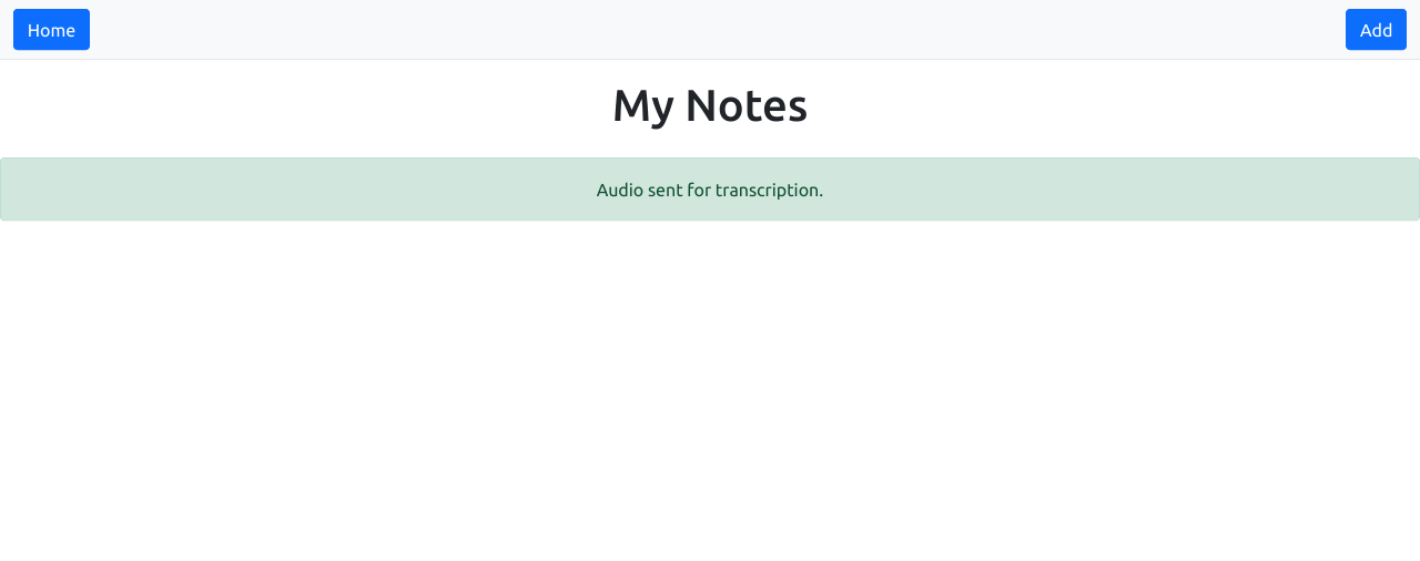 Index page with success message
